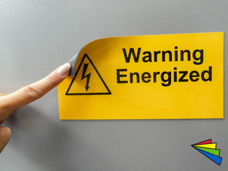 Magneetfolie sticker met bedrukking Warning Energized